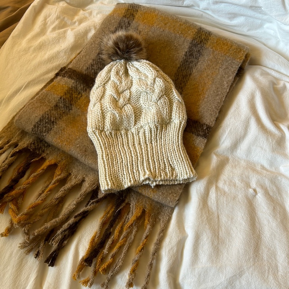 Winter Hat & Plaid Scarf